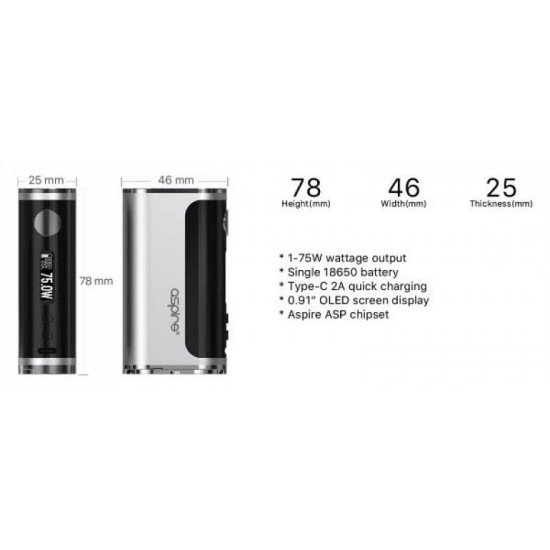 Aspire - Glint 75 w Electronic Cigarette Mod