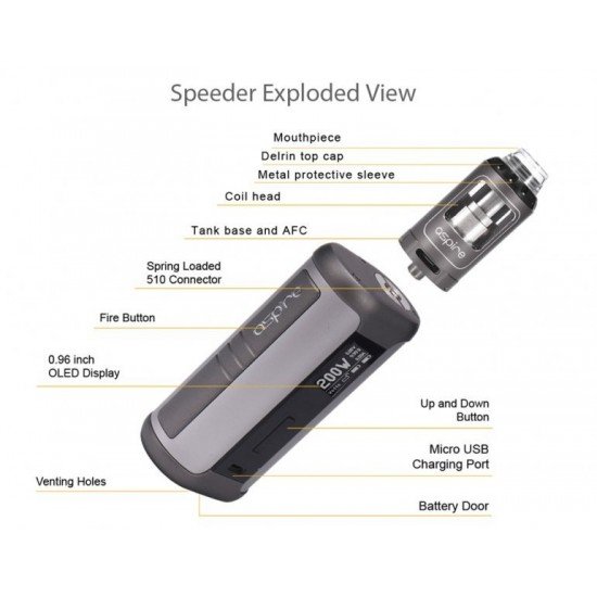 Aspire - Speeder 200W TC Electronic Cigarette Kit