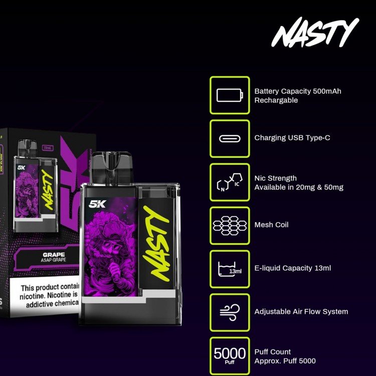 Nasty - 5K Crystal 5000 Puff Tek Kullanımlık Elektronik Sigara